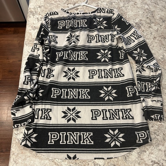 VS PINK Holiday Sleep Dress Shirt Fair Isle Large - Picture 9 of 10